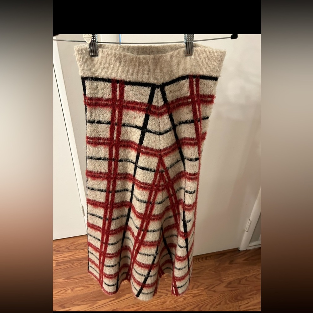 Designer plaid wool skirt size small